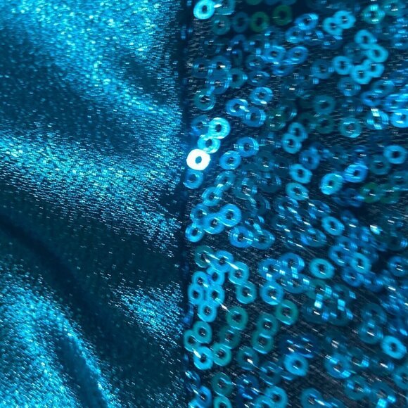 Shein Curve SZ 1XL Plus Teal sequin & satin top party formal holiday - Picture 11 of 11